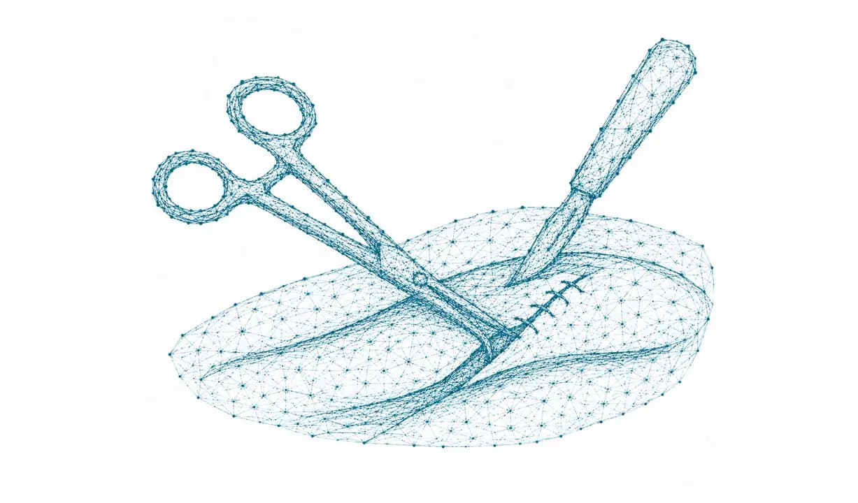 Operationssitus mit Wundspreizer und chirurgischem Instrument als Sinnbild für die Plastische Chirurgie